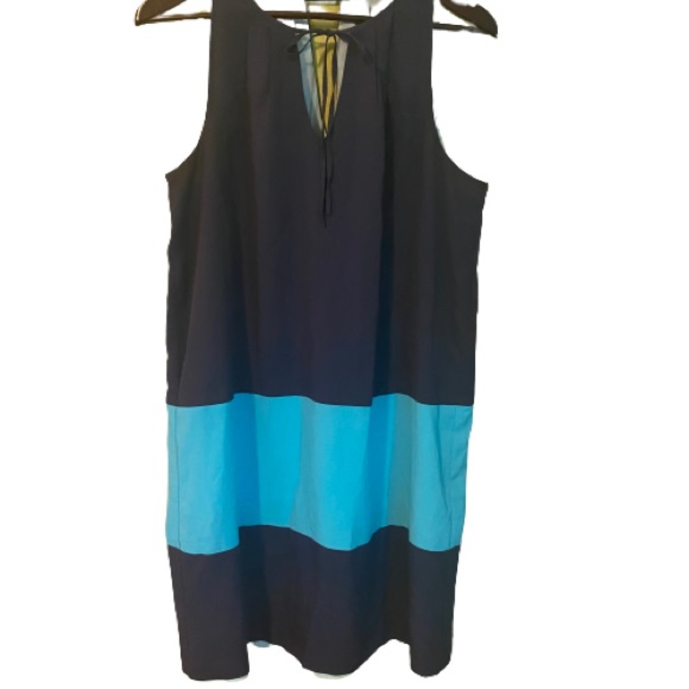 Anthropologie blue colour block barrel dress